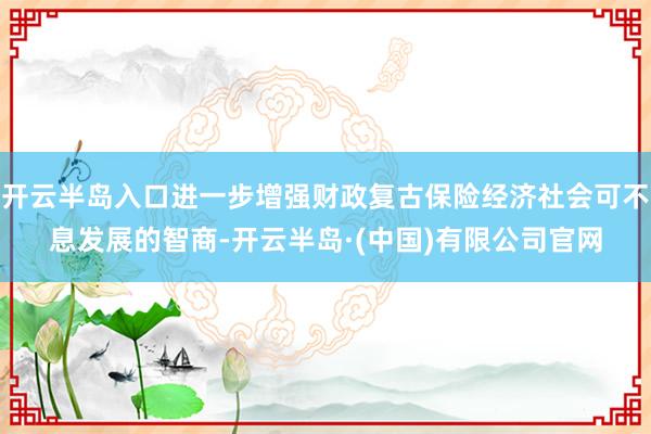 开云半岛入口进一步增强财政复古保险经济社会可不息发展的智商-开云半岛·(中国)有限公司官网