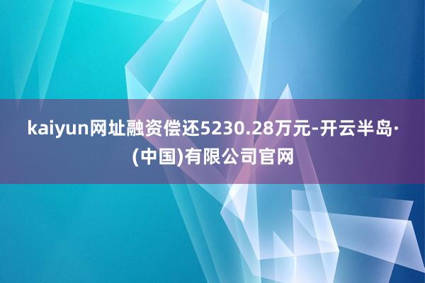 kaiyun网址融资偿还5230.28万元-开云半岛·(中国)有限公司官网