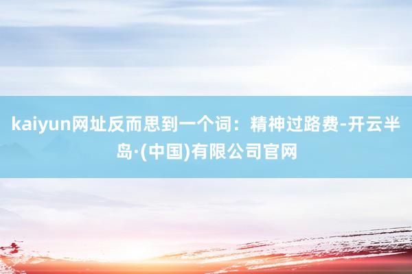 kaiyun网址反而思到一个词:精神过路费-开云半岛·(中国)有限公司官网