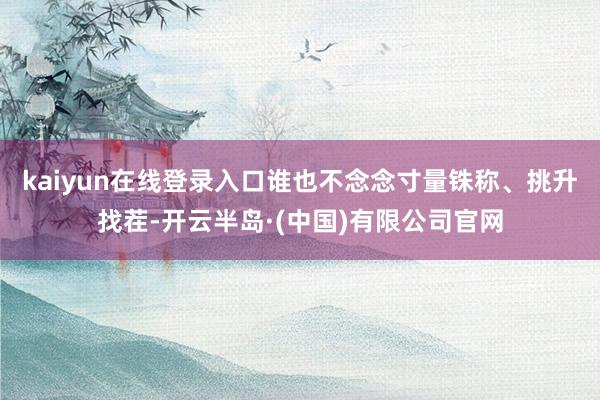 kaiyun在线登录入口谁也不念念寸量铢称、挑升找茬-开云半岛·(中国)有限公司官网